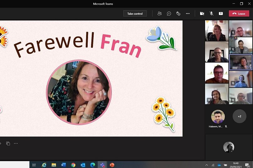Team meeting video farewell to Fran Leddra