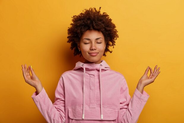 Black woman meditating