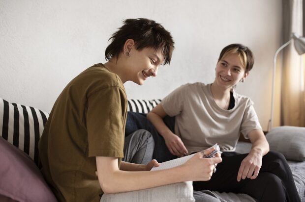 two people sharing a home happily